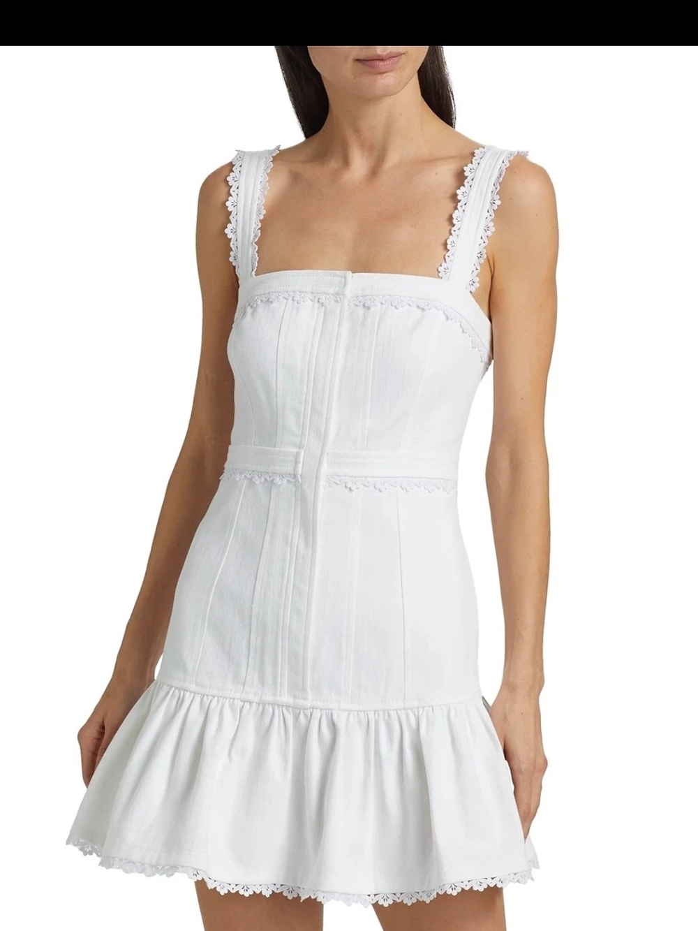 cinq a sept White Lace-Trim Cotton Chemise